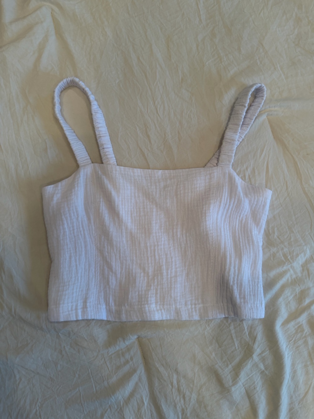 Z Supply White Textured Camisole with Ruched Straps